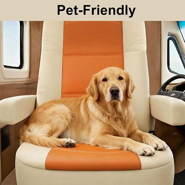 BEADCHICA 2 PACK RV SEAT COVERS- FOR CAPTAINS CHAIRS,LEATHER MOTORHOME SEAT COVERS, FOR CLASS-A RV SEAT WITH ARM REST COVERS (LIGHT ORANGE)