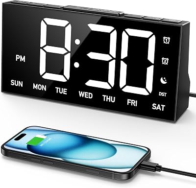 GOLOZA Digital Alarm Clock with 4 Brightness Levels Dual Alarms USB Port