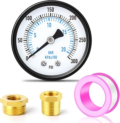 ERGAOBOY Well Pump Pressure Gauge 0-20 Bar 0-300 PSI 2 inch Dial 1/4 BSP