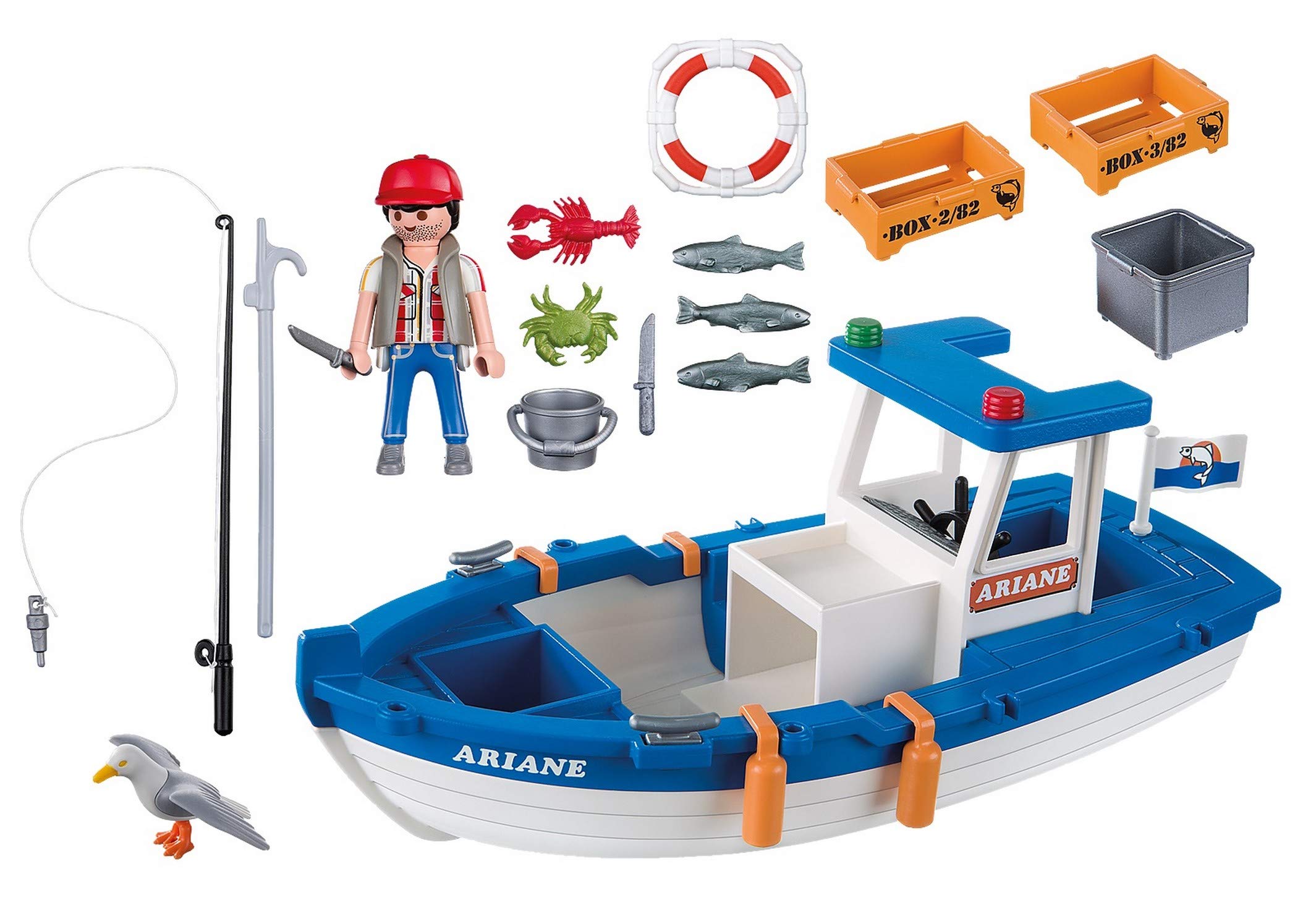 Playmobil 5131 Fishing Boat, Fun Imaginative Role-Play, PlaySets Suitable for Children Ages 4+