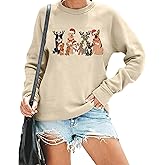 AIIWEIS Christmas Dogs Sweatshirt Women Cute Dog Lover Christmas Long Sleeve Shirt Crewneck Xmas Pullover Tops