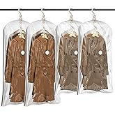 TAILI Hanging Vacuum Storage Sealer Bags Space Saver Bag for Clothing, Suits and Jackets, Closet Organizers, Travel, Set of 4 (2 Long, 2 Short), Clear