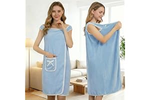 Bath Towel with Pocket and, Soft Quick-Dry Bow Design Bathrobe Towel for Beach, Bath, and Swimming Pool, Lightblue