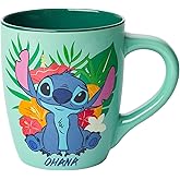 Silver Buffalo Disney Lilo and Stitch Tropical Ohana Sitting Jumbo Curved Ceramic Mug, 25 Ounces