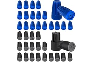 GIBBAB 40PCS Waterproof Outdoor Wire Electrical Connectors,Sealant Twist Nuts Caps Cable Terminal Connector Gel for Landscape Light, Building Application, Wet Location Installation, 22AWG-12AWG, Black&Blue