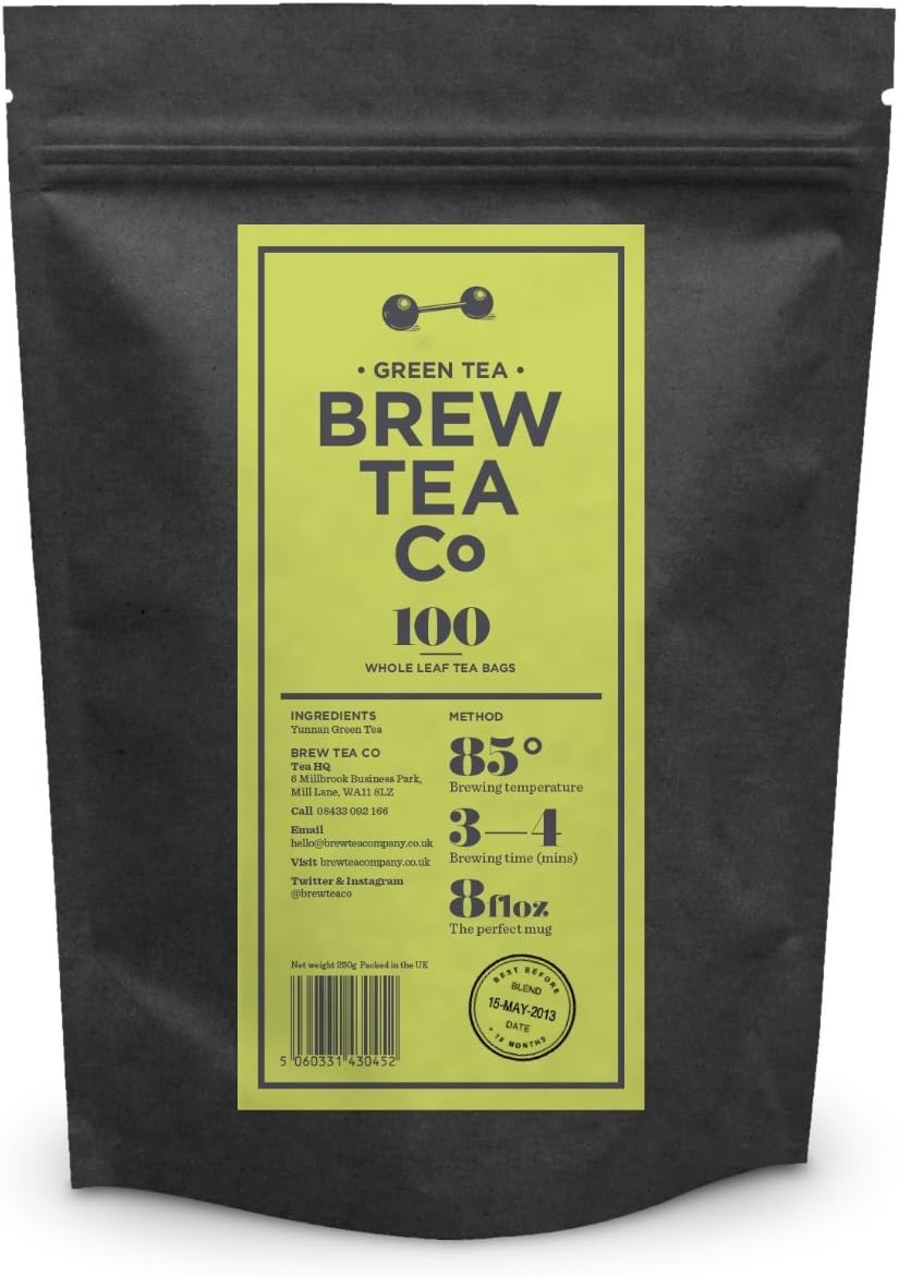 Brew Tea Green Tea 100 Whole Leaf Tea Bags Amazon.co.uk Grocery