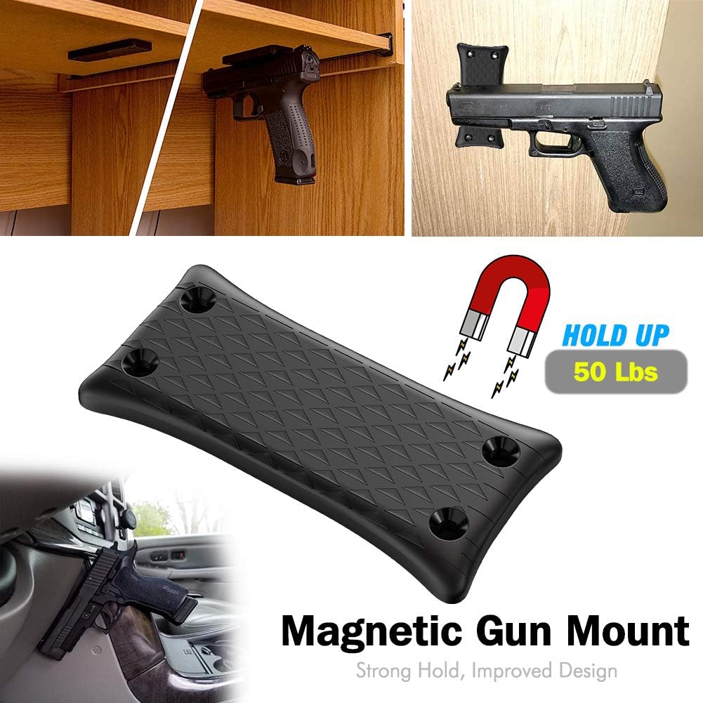 2-Pack Gun Magnet Mount, 50 Lbs Rating, Rubber Coated Gun Holder for Pistol, Handgun, Shotgun, Rifles, Revolvers, Safe, Hunting, Firearm Accessories, Using in Car, Truck, Wall, Desk, Vehicle and Home : Sports & Outdoors