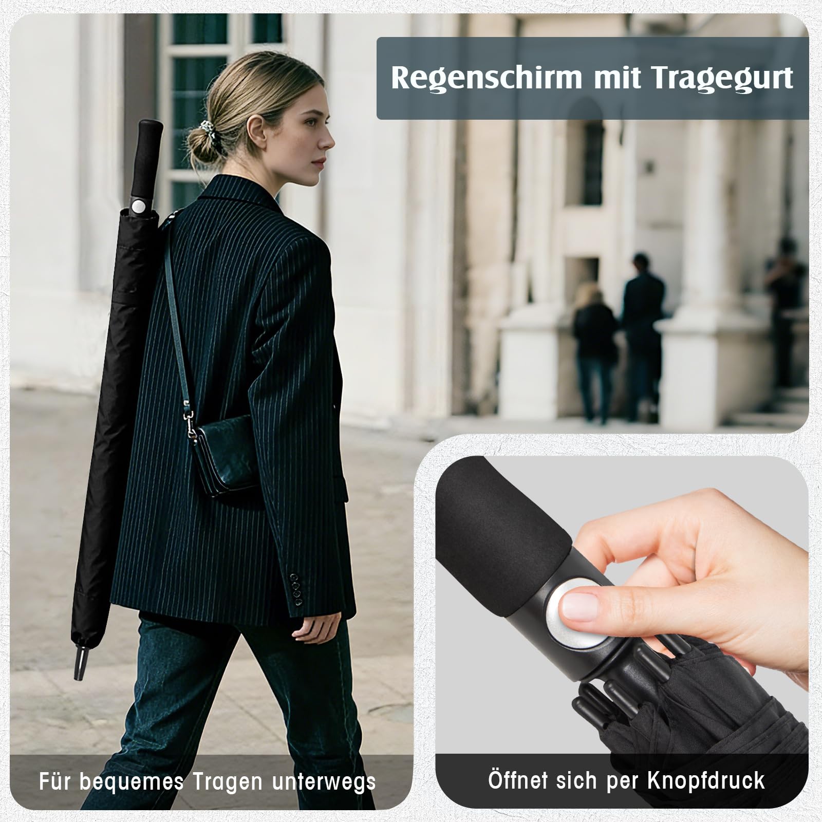 ZOMAKE Regenschirm Groß Sturmfest L - Großer Golf-Regenschirm, Windsicher & Stabil, Automatik Großer Schirm, Herren & Damen, 2 Personen, Outdoor & Reise(Schwarz) 6