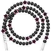 Coolden USB C to USB C Cable 60W Type C Charger Fast Charging Cable Girls Women Star Beaded Charging Cord for iPhone Charger Cord for iPhone 17 16 Pro Max 15 Pro Max Plus for Galaxy S25 S24 S23