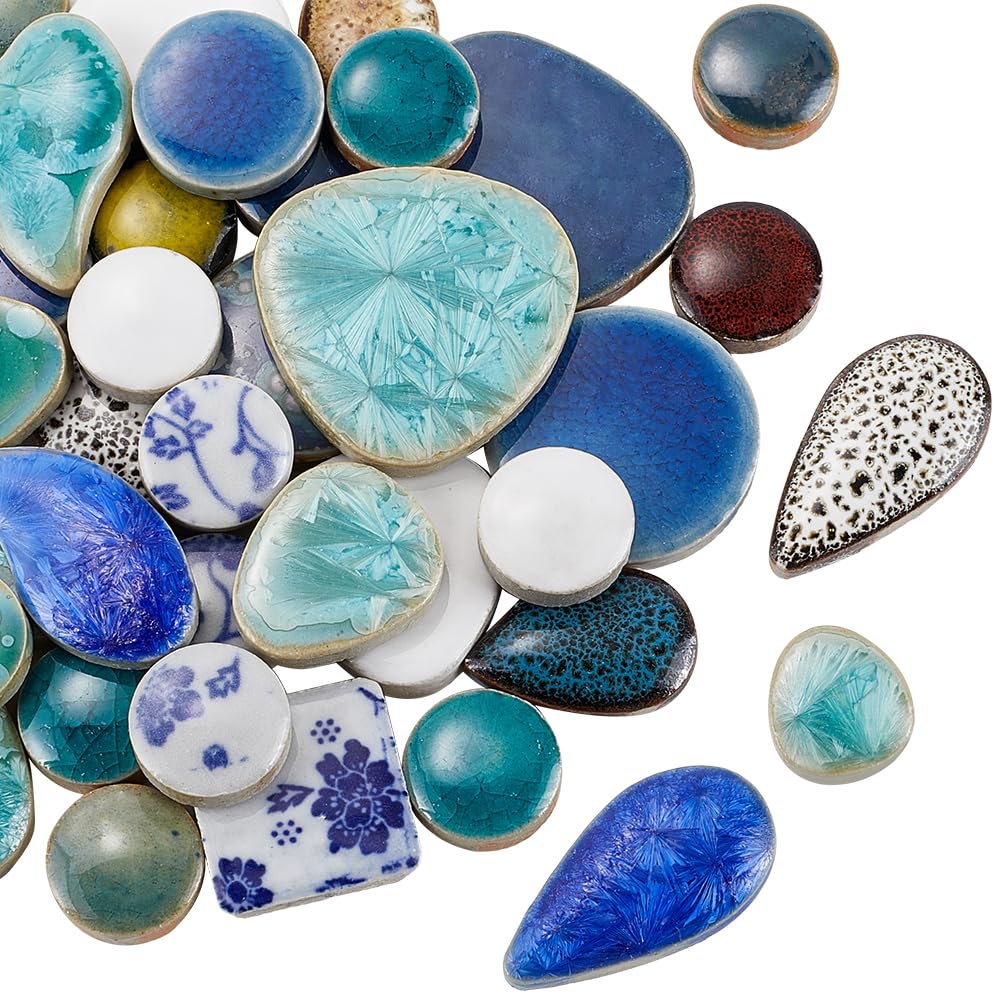 SOFPLATE 1 Box 200g Broken Ceramic Tile Irregular Mosaic Tiles Bulk Random Shapes Colorful Porcelain China Tiles Pieces for DIY Crafts Plates Flowerpots Vases Cups Home Decor Mosaic Arts Supplies