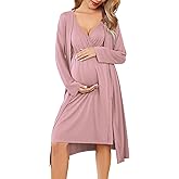 Ekouaer Maternity Nursing Gown and Robe Set Labor Delivery Nursing Nightgowns for Breastfeeding Pregnancy Clothes