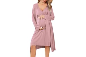 Ekouaer Maternity Nursing Gown and Robe Set Labor Delivery Nursing Nightgowns for Breastfeeding Pregnancy Clothes