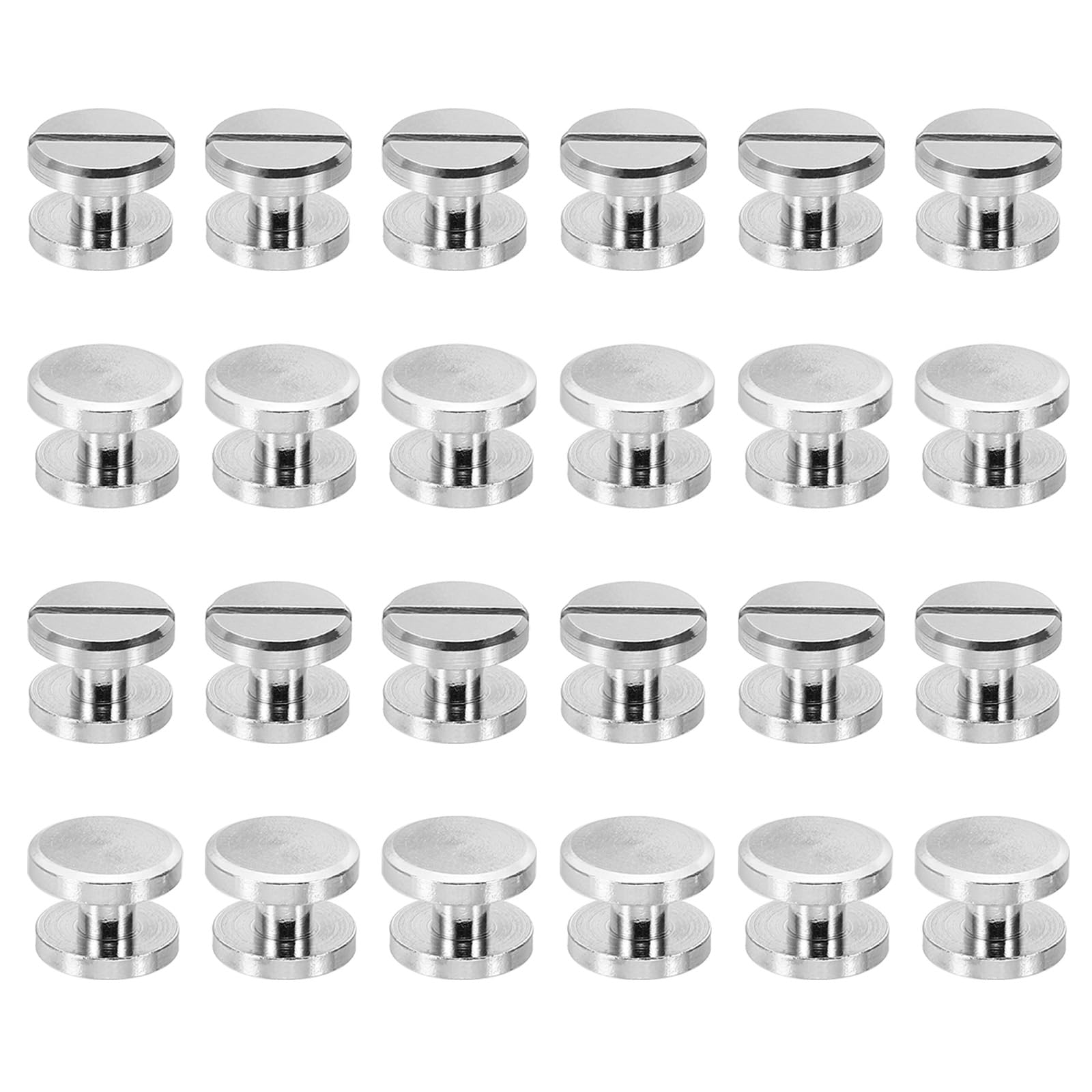 PATIKIL M4x4mm Chicago Screws, 25 Sets Brass Chicago Screw Slotted Binding Post Screw Rivets for Leather Belt Scrapbook Photo Albums, Silvery