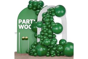 PartyWoo Dark Green Balloons 120pcs Different Sizes of 18 12 10 5 Inch Emerald Hunter Forest Green Balloon Arch Kit for Birthday Christmas Graduation Dinosaur Jungle Theme Party Decorations Green-Y56