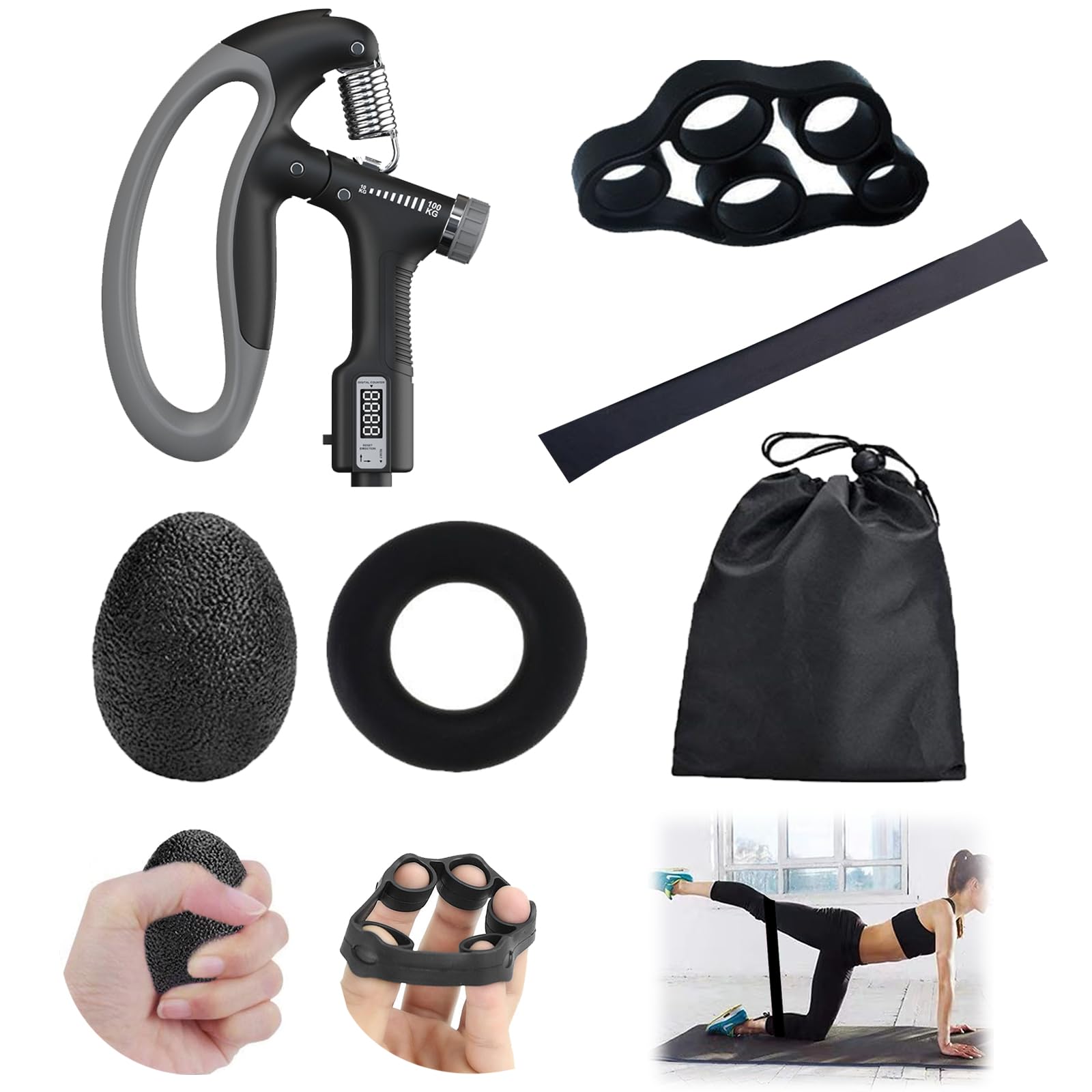 PLATEYTR 6pcs hand grips strengthener set, 10-100 kg adjustable resistance grip trainer forearm strengthener non-slip grip strengthener for muscle toning hand finger exercise grips