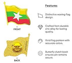 Myanmar Flag Lapel Pin - Enamel Metal National
