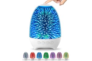 Aiscool Night Light Bluetooth Speaker, 3D Glass Music Bedside Table Lamp with 7 Colors, LED Touch Night Lamp Rechargeable Portable Lamp Gifts for Girls, Boys, Women, Men, Dad, Mom(Galaxy White)