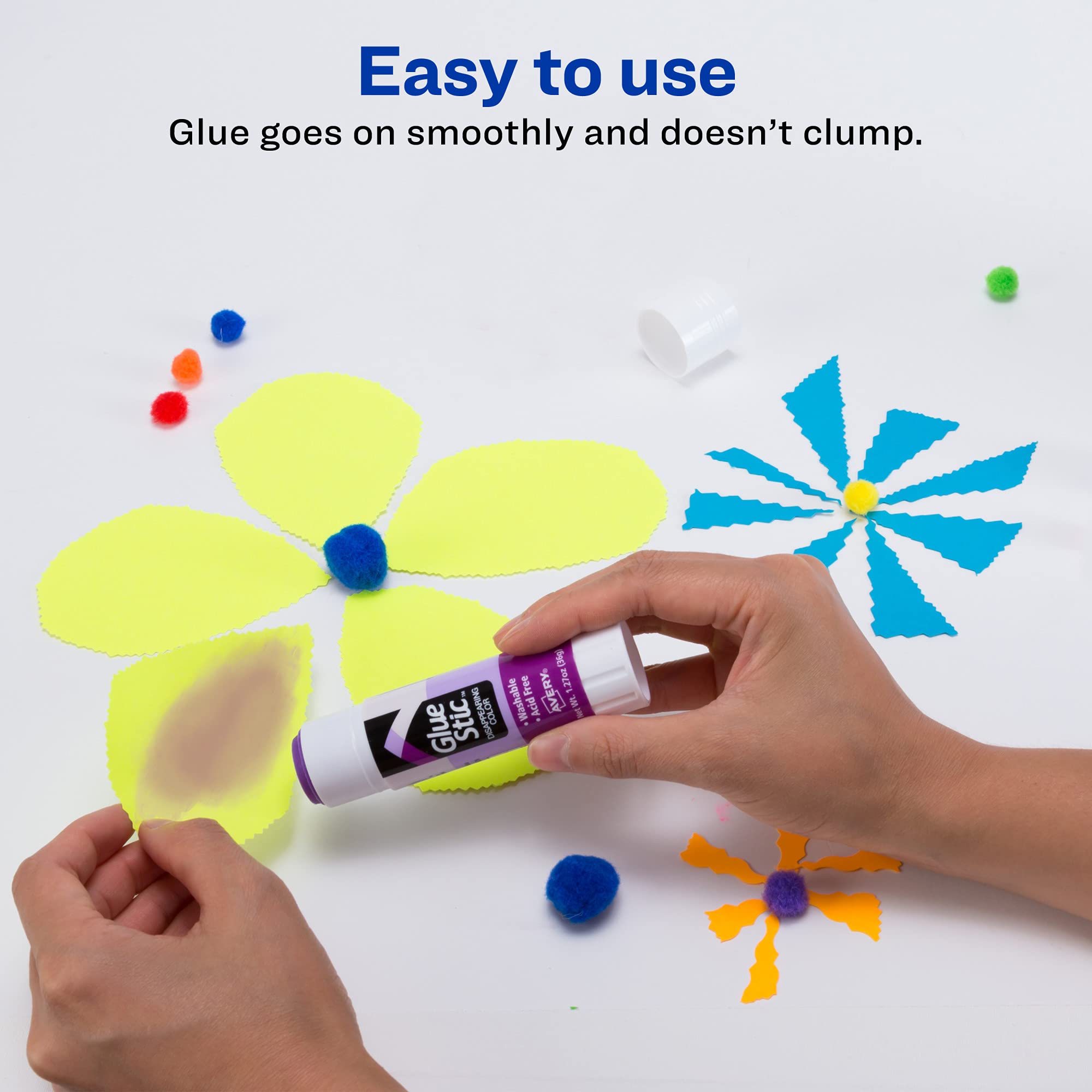 Avery Glue Stic, Disappearing Purple, Washable, Non-Toxic, 1.27oz, 6 Glue Sticks (98071)
