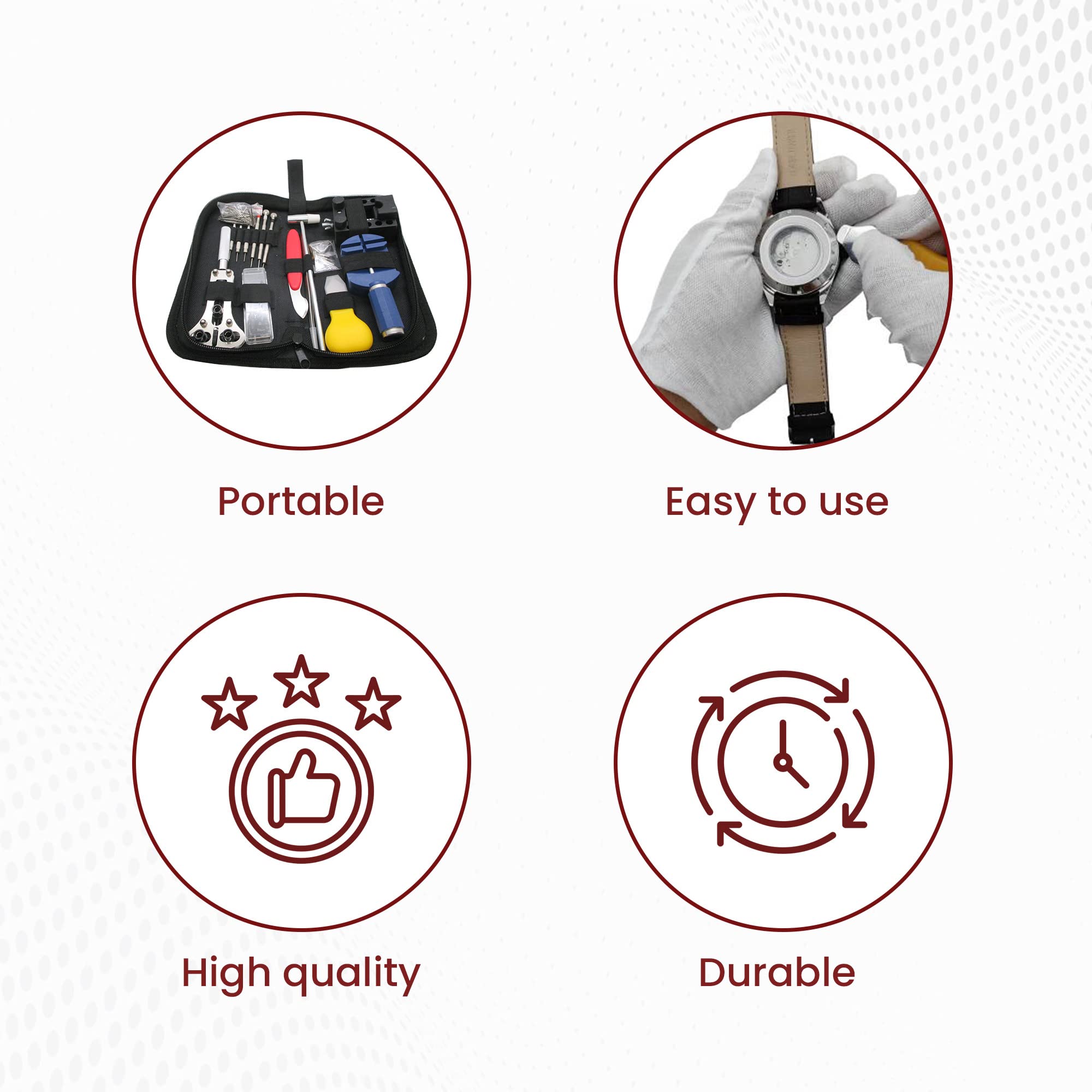 Gadgetime USA Watch Repair Kit (147 Pieces) - Professional Service Set with Carry Case & User Manual - Battery, Band, Strap, Link Pin, Spring Bar, Back Remover & Replacement