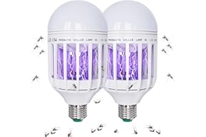 HYWEAN 2 Pack Bug Zapper Light Bulbs, Mosquito Light Bulb Zapper 2 in 1 Mosquito Zapper Bulb UV LED Bug Light Bulbs for Patio and Indoor