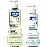 Mustela Stelatopia Eczema-Prone Skin Bath Time Gift Set - Family Skin Care Essentials - Natural Avocado & Sunflower Oil - EWG Verified - 2 Items Set - Stelatopia Cleansing Oil and Stelatopia+ Cream