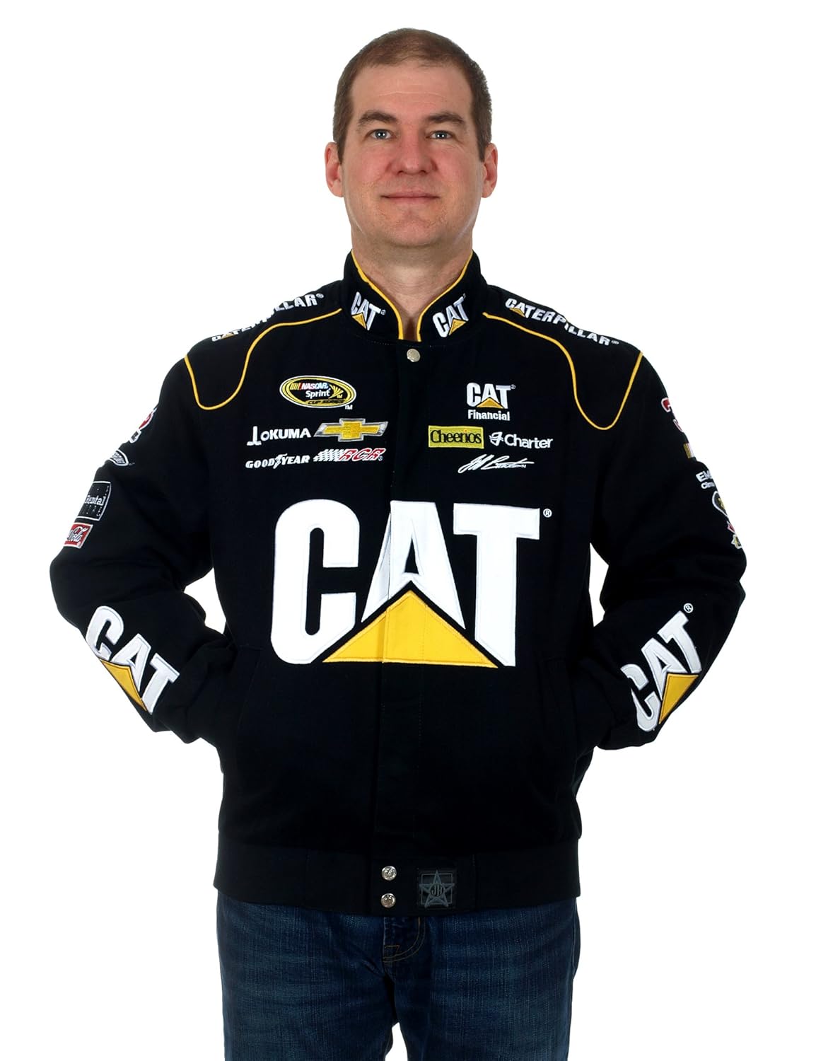 Fan Shop Jh Design Jeff Burton Caterpillar Racing Nascar Jacket A Black Jacket For Men Sports Outdoors Belasidevelopers Co Ke