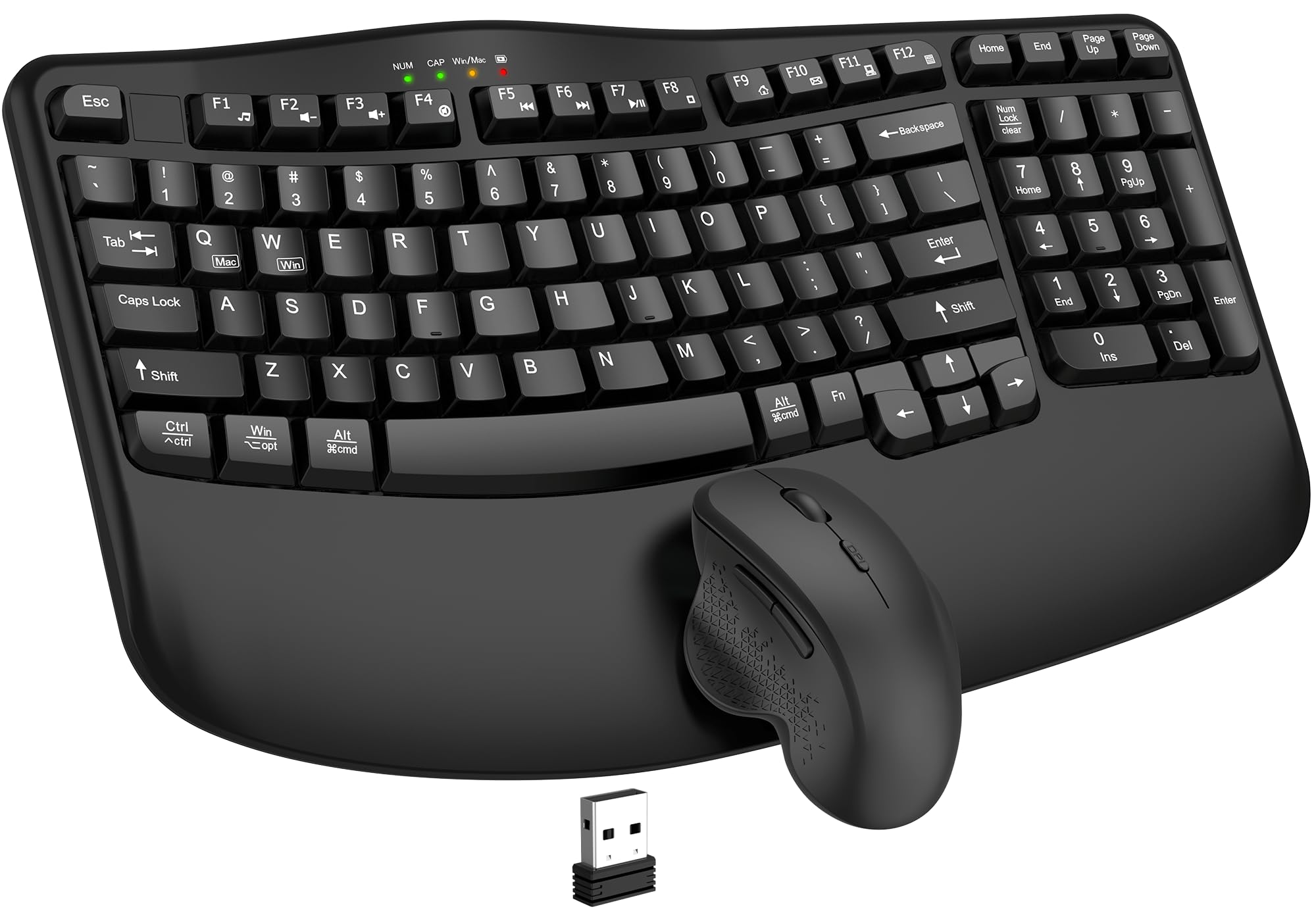 Photo 1 of *** JUST KEYBOARD *** Wireless Keyboard and Mouse Combo, 2.4G Wave Keys Ergonomic Keyboard with Wrist Rest and 3 Level DPI Advanced Wireless Ergonomic Mouse, Natural Typing for Windows, Mac OS Desktop