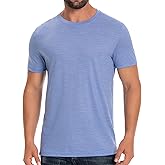ACUSHLA 100% Merino Wool T-Shirt Mens - Short Sleeve Undershirt Lightweight Thermal Base Layer Crew Neck Tank Tops S-XXL