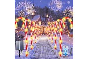YEPVIE Solar Candy Cane Lights, 12PCS Waterproof Candy Cane Christmas Outdoor Lights with 72LED, 8 Modes 1200mAh Solar Powered Outdoor Decorations Led Light for Christmas Pathway, Yard, Patio, Garden