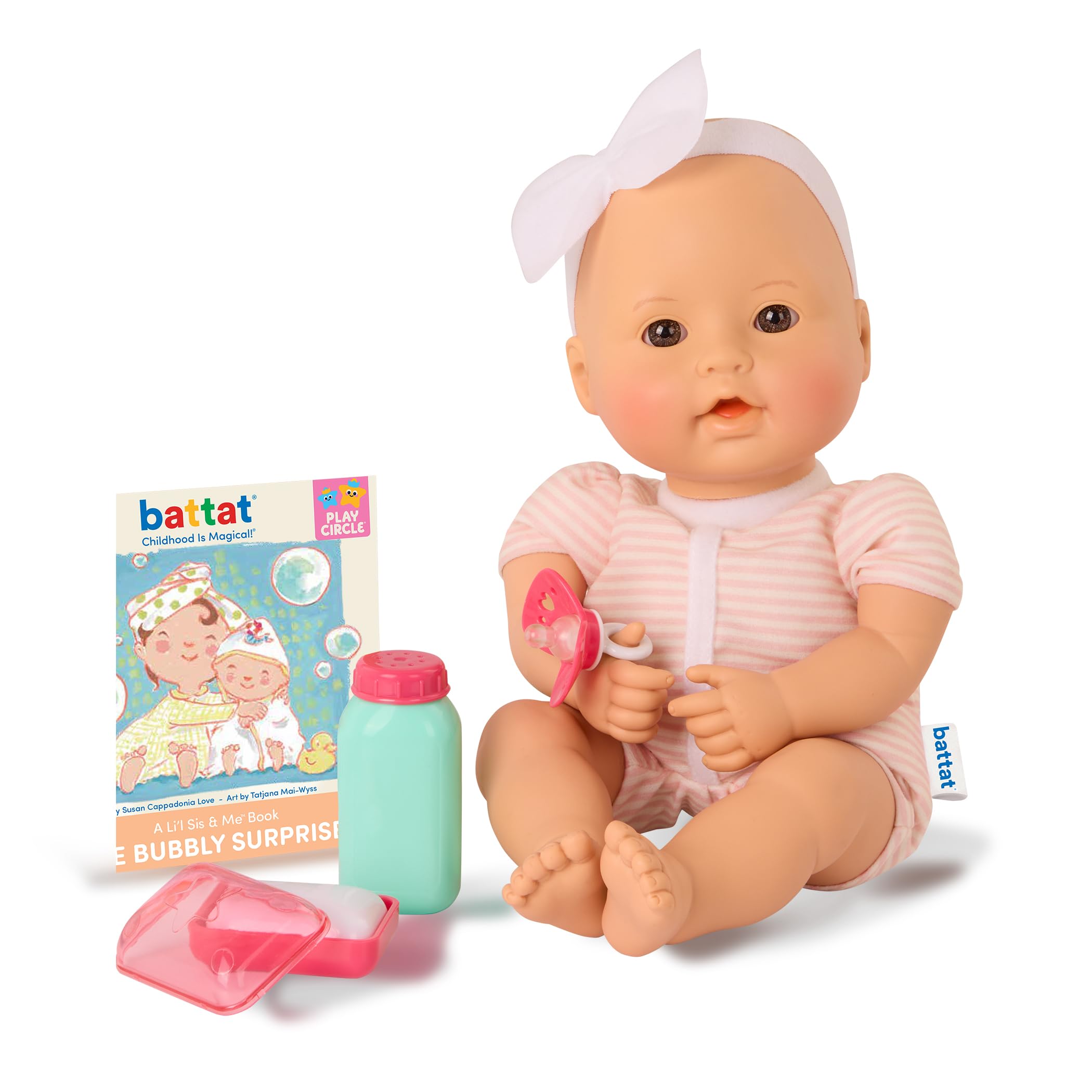 Baby Sweetheart by Battat – Bath Time 12-Inch Doll for Newborn with Soft Body & Easy – to – Read Story Book and Accessories