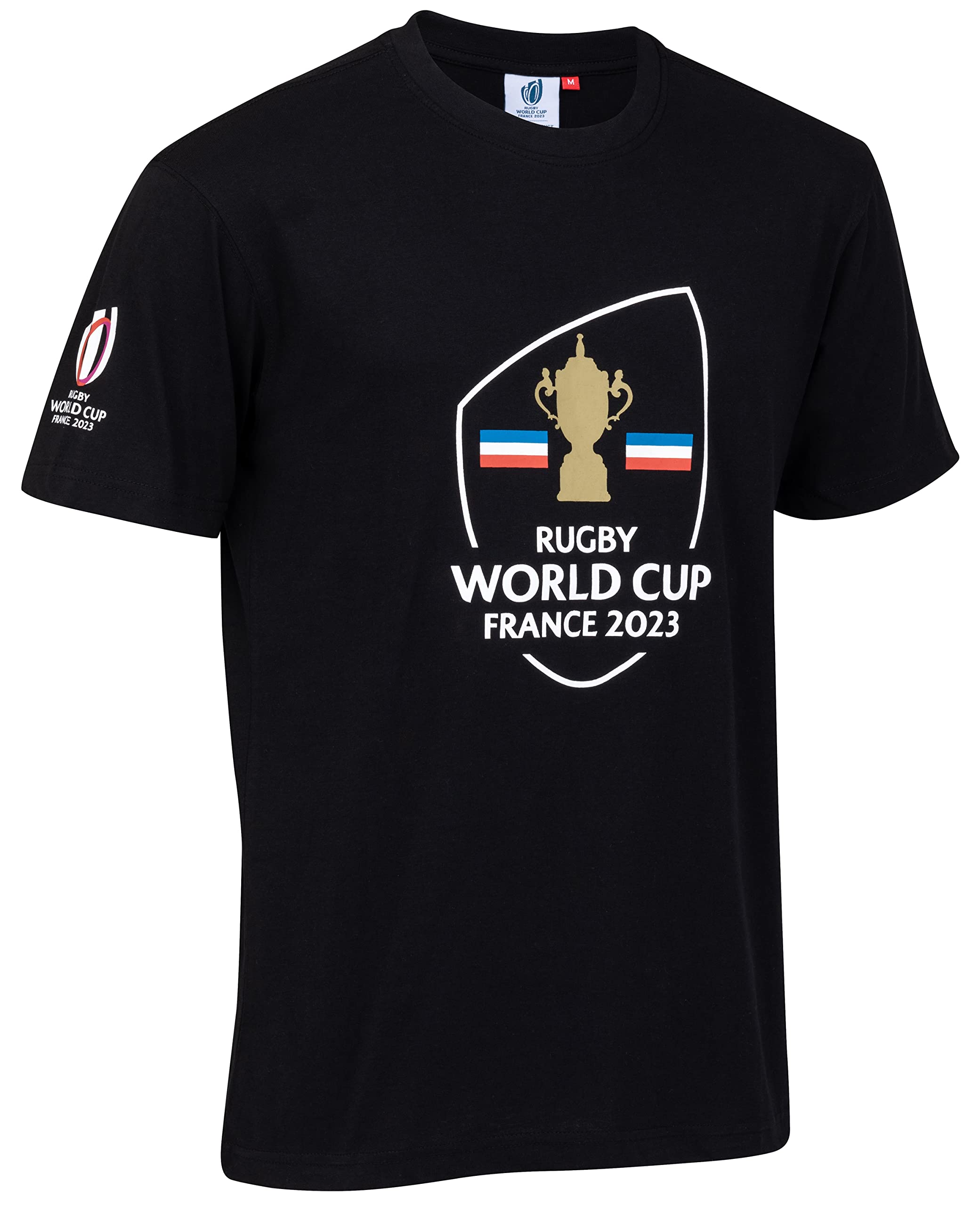 Rugby World Cup Official T-Shirt - Men's Black Cotton Club Collar Short Sleeve - Medium