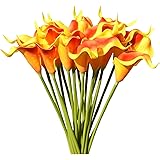 Mandy's 20pcs Sunset Artificial Calla Lily Flowers 13.4" for Home Kitchen & Wedding Decorations