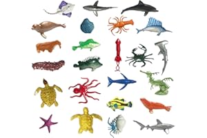 Mwuyrlw Mini Ocean Sea Marine Animal Figures Set 24 Pcs Plastic Rubbery Educational Action Playset for Children Science Play Best for Birthday Party Favors (Marine Animal Figures Set)
