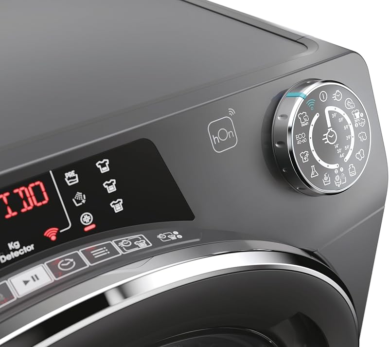 Máquina de lavar candy rapido ro1496dwmcrt/1-s 9 kg, 1400 rpm, tela de texto inteligente, painel de toque inteligente, wi-fi, snap & wash, 16 ciclos, 9 rápidos, motor de acionamento de velocidade inversora, função vapor, 76 db, antracite