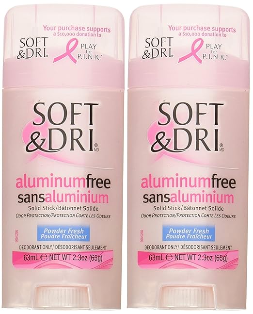 Soft & Dri Aluminum Free Deodorant Solid, Powder Fresh, 2.
