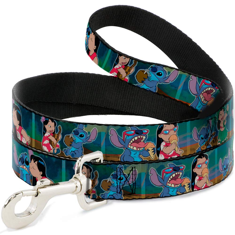 Buckle-Down Dog Leash Lilo Stitch 5 Scene Blocks 6 Feet Long 1.0 Inch Wide, Multicolor (DL-6FT-WDY301)
