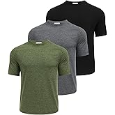 PINSPARK Men's 3 Pack Workout Shirts - Quick Dry Gym Athletic Shirts Moisture Wicking Short Sleeve T Shirts