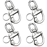 Reallnaive 4 Pcssnap Shackle Sailing Halyard 316 Stainless Steel Quick Release Clevis Jaw Swivel Eye Shackle 2.75 Inch for Marine Sailboat Sailing Rigging, SCBA Face Masks, Firefighter Mask