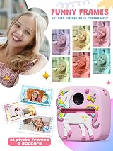 Lenudar Kids Camera Instant Print 1080P 12MP 2.0 Inch Pink Toy Camera view 3