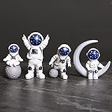Ni-JASW Blue White Astronaut Statues Set of