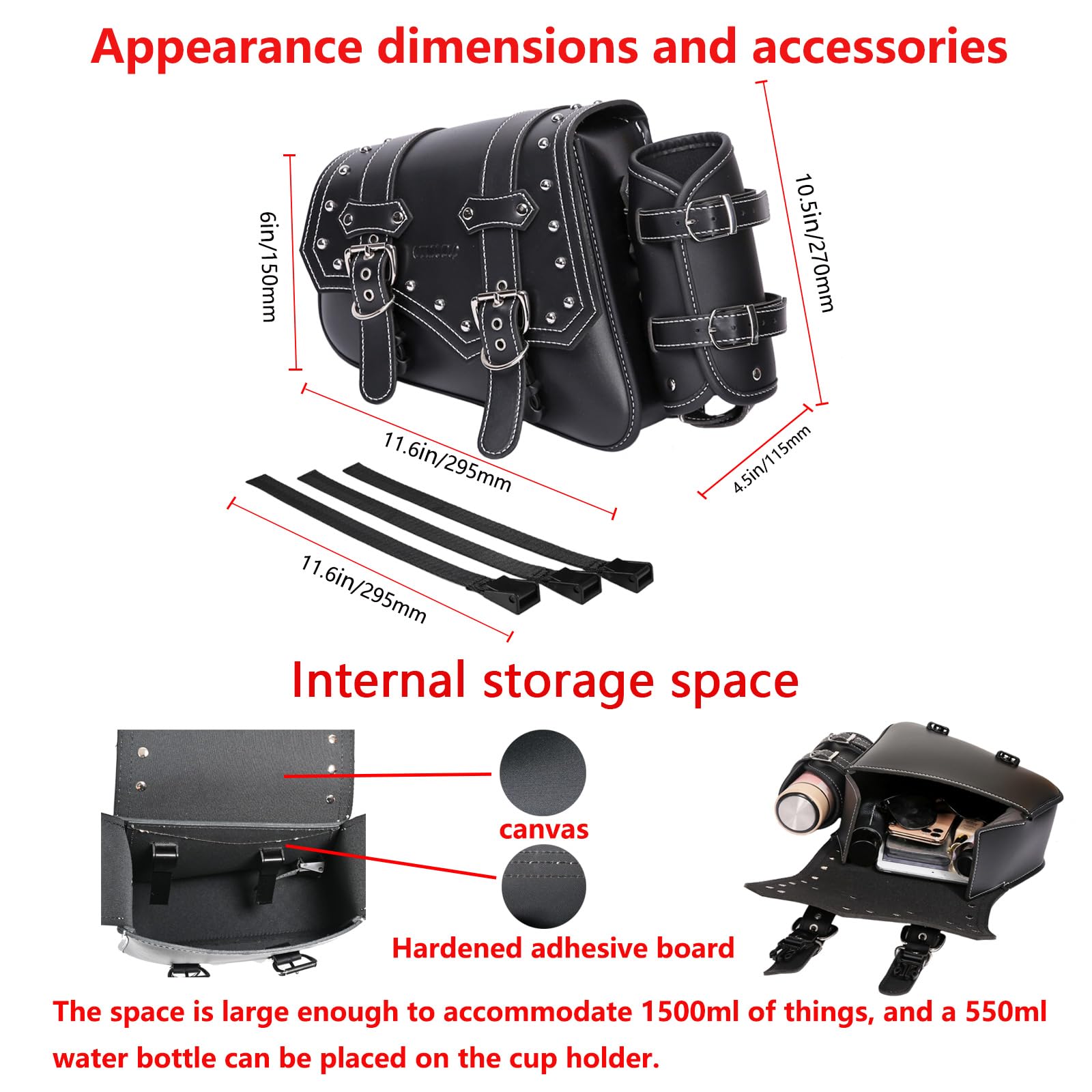 PSLER Saddlebag Organizers 2-Pack - Motorcycle Tool Storage Bags With Velcro