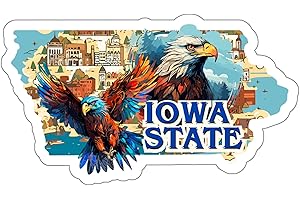 No Thorns Media Iowa State Sticker Adventure Souvenir Decal Vinyl Small Waterproof for Water Bottle Mug Passport Scrapbook Notebook Laptop Tumbler Skateboard Computer Phone 4"