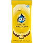 Pledge Expert Care Enhancing Wood Wipes, Lemon Scent, 24 Count, white | Polishes, Protects, and Shines Wood, Stainless Steel, Granite, and Sealed Surfaces, Removes Dust &amp; Messes, No Waxy Build Up