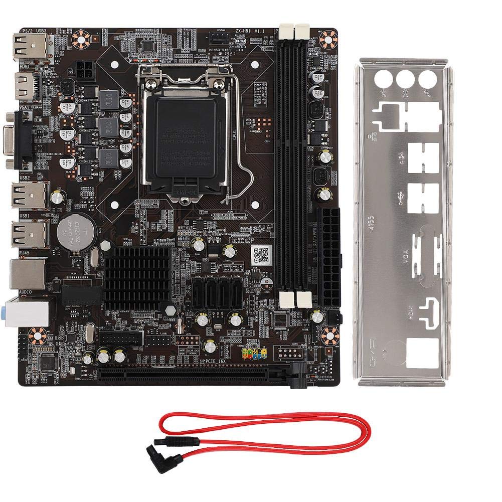 DDR3 Motherboard, H81 LAG1150 PC CPU Motherboard with SATA 2.0 USB2.0 USB3.0 and PCI-E x16 Graphics Card Slot Support VGA+HDMI Dual Output Compatible with DDR3 Desktop Memory 1066/1333/1600