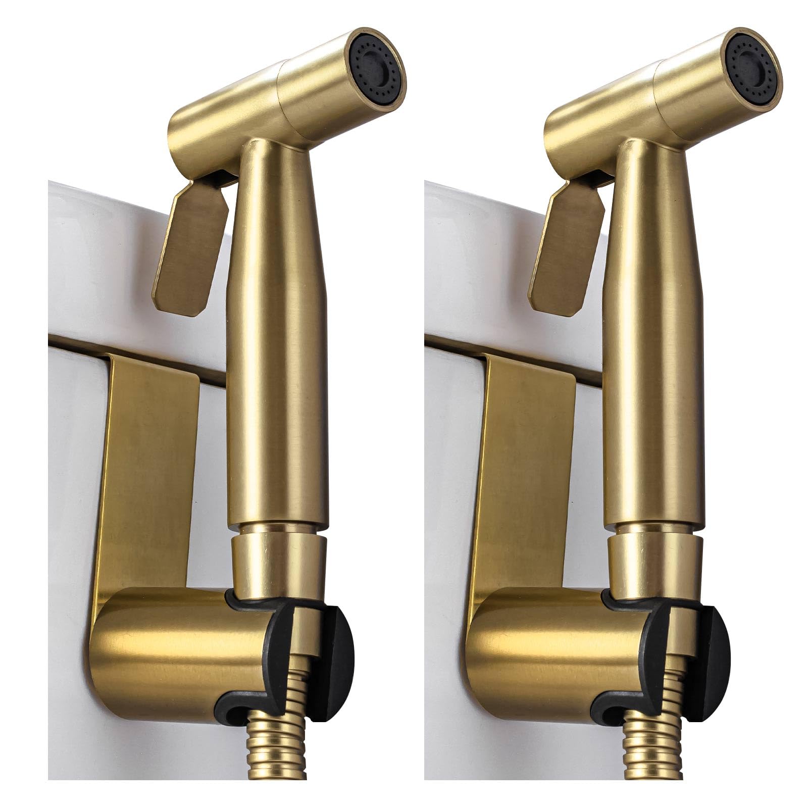 BARROCK 2 Pack Bidet Sprayer for Toilet, Handheld Jet Spray for Existing Toilets, Adjustable Water Pressure Muslim Shower Bidet attachment Set, Cloth Diaper Sprayer for Baby/Feminine Wash Brushed Gold Image