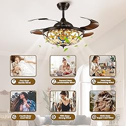 Siljoy 42" Tiffany Ceiling Fan Stained Glass