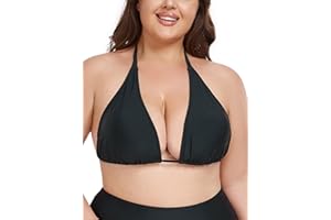 Ocean Blues Women's Plus Size Triangle Bikini Top Halter Bathing Suit Top