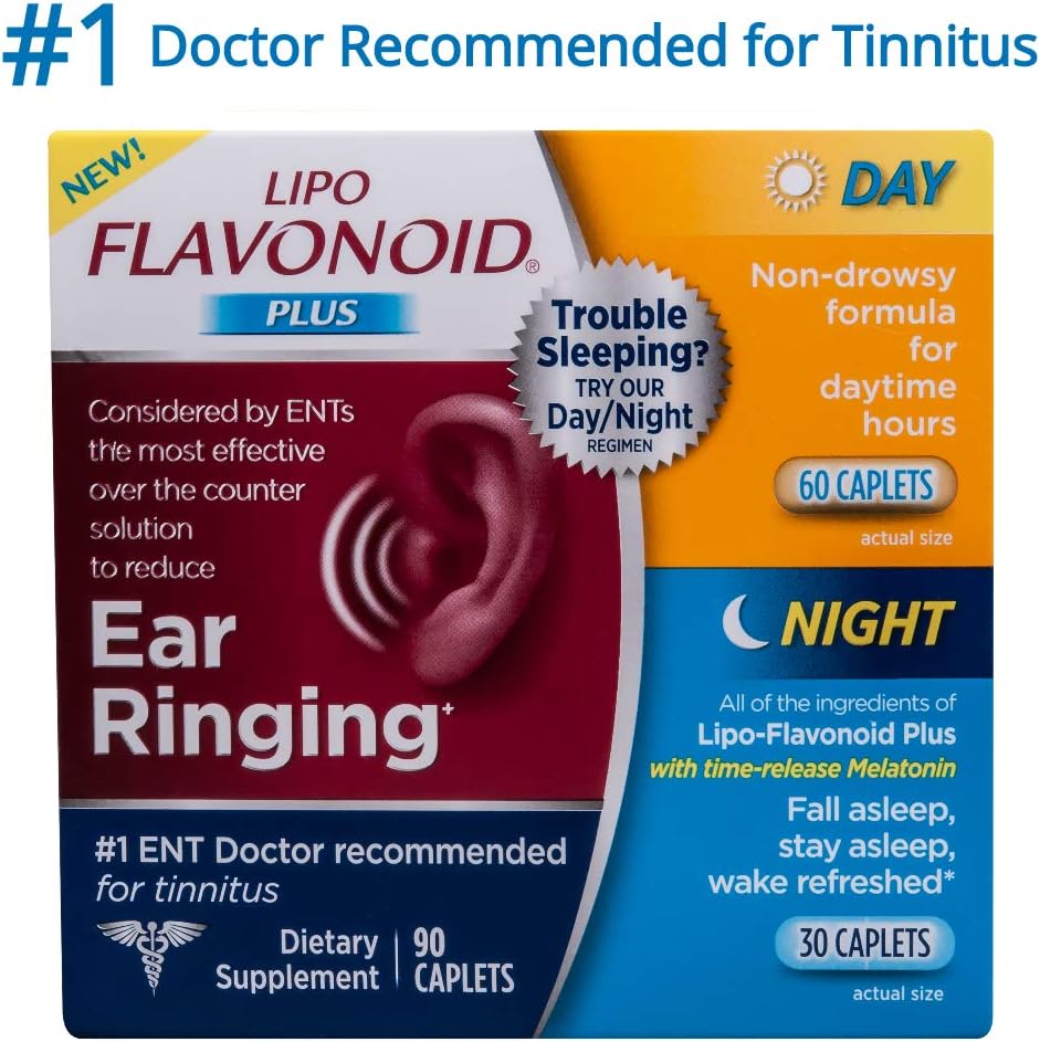 Lipo-Flavonoid Day and Night Combo Kit | Contains #1 ENT Doctor Recommended Lipo-Flavonoid Plus and Lipo-Flavonoid Night with Melatonin to Help Tinnitus Sufferers Sleep | 90 Caplets