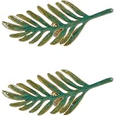 SOFFEE DESIGN Set of 2 Metal Green Leaf Cabinet Pull Dresser Drawer Handle, Simulated Leaf Shape Gradient Color with Glossy Layer Closet Handles, Door Knobs with Mounting Screws