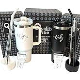 QualityVibe Wifey & Hubby Wedding Gift 40 oz Engraved Tumbler Set Of 2 For couples With Straw & Brush. Christmas or Engagement Gift Set For Bride & Groom.